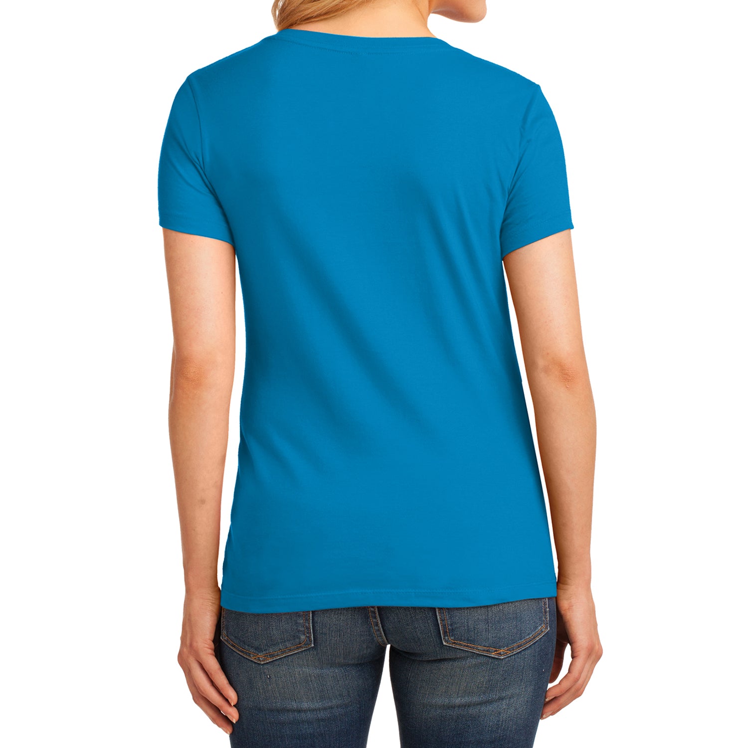 Women's Core Cotton V-Neck Tee - Sapphire - Back