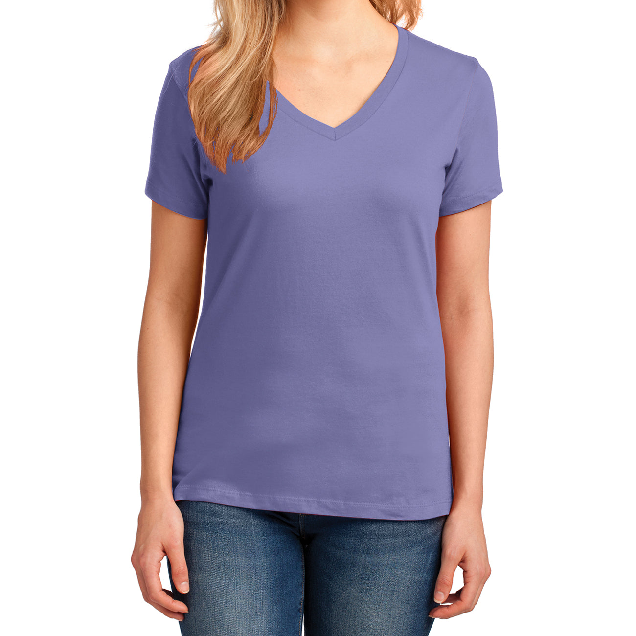 Women's Core Cotton V-Neck Tee - Violet - Front