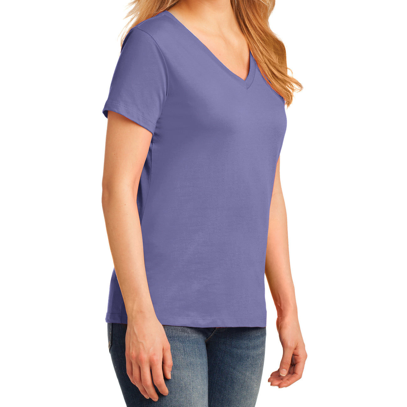 Women's Core Cotton V-Neck Tee - Violet - Side
