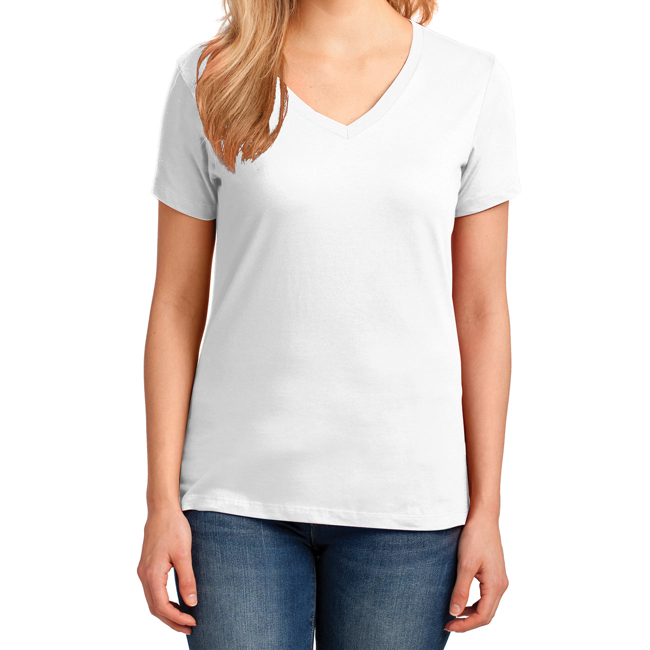 Women's Core Cotton V-Neck Tee - White - Front