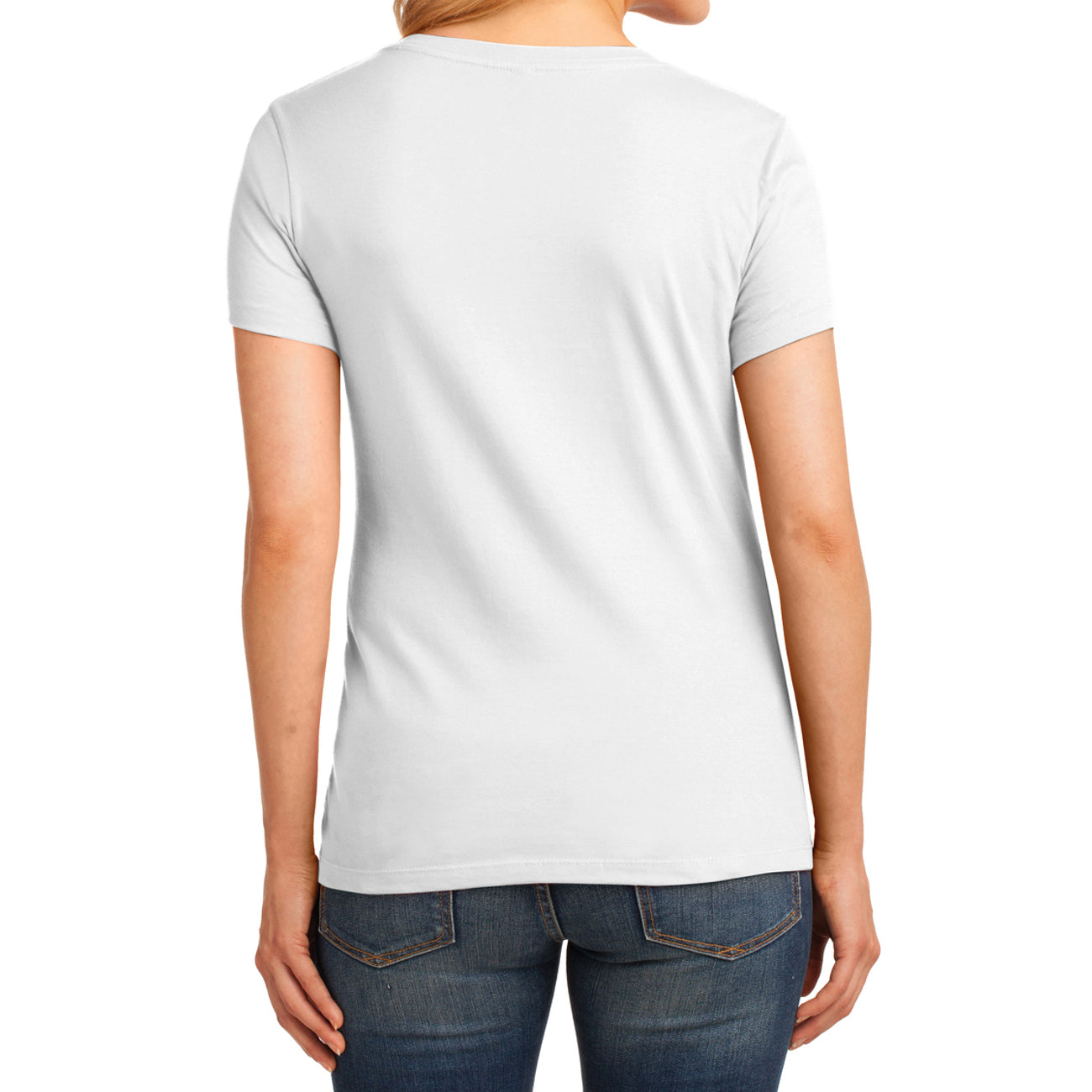 Women's Core Cotton V-Neck Tee - White - Back