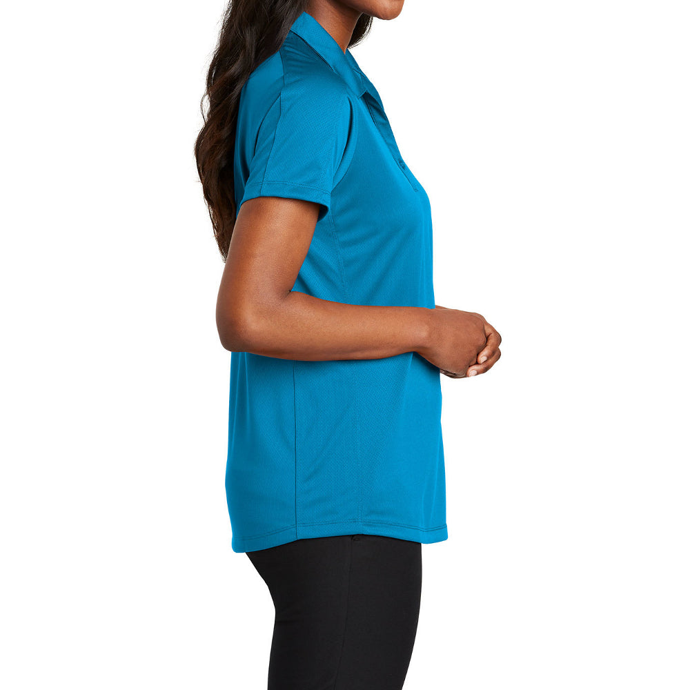 Women's Short Sleeve Diamond Jacquard Moisture-Wicking Polo Shirt