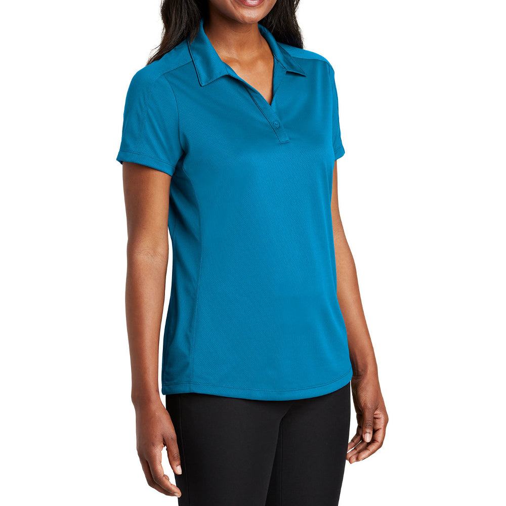 Women's Short Sleeve Diamond Jacquard Moisture-Wicking Polo Shirt