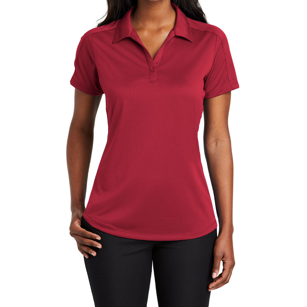 Women's Short Sleeve Diamond Jacquard Moisture-Wicking Polo Shirt
