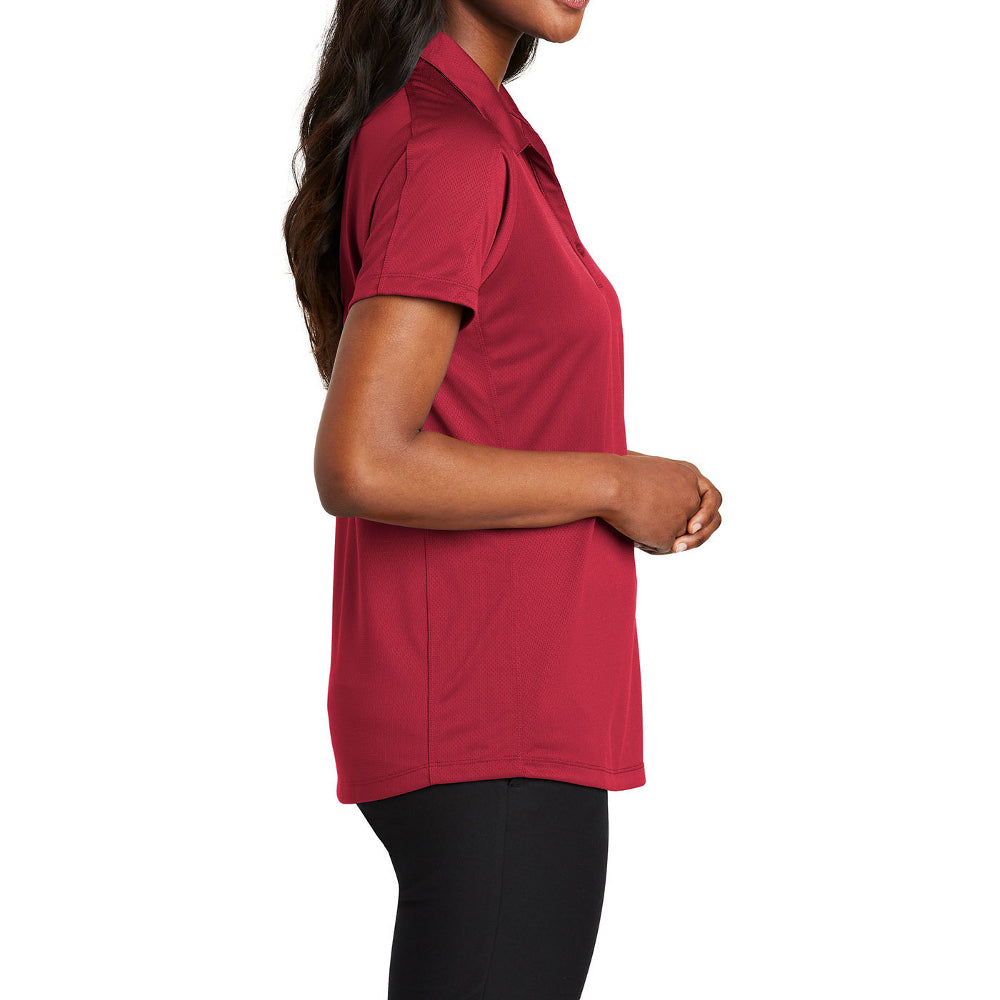 Women's Short Sleeve Diamond Jacquard Moisture-Wicking Polo Shirt