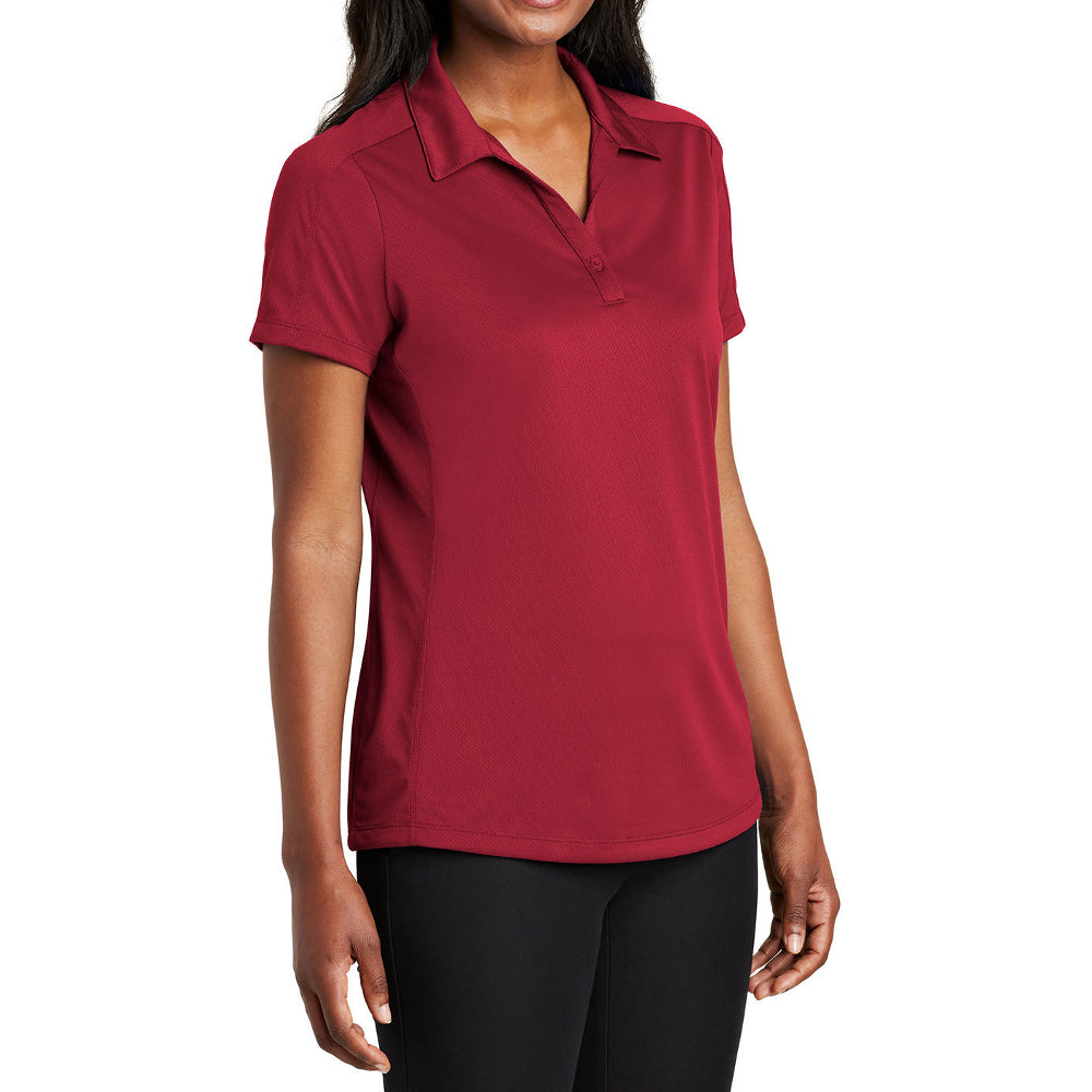 Women's Short Sleeve Diamond Jacquard Moisture-Wicking Polo Shirt