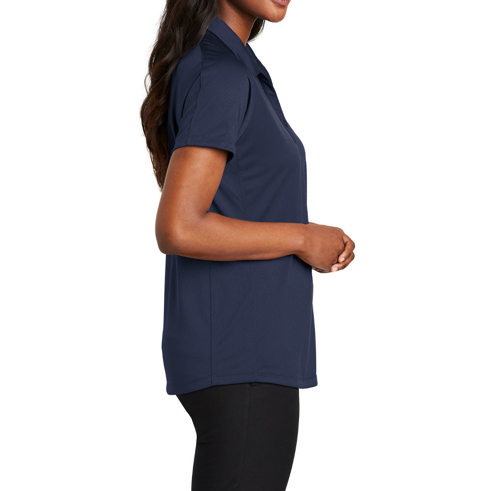 Women's Short Sleeve Diamond Jacquard Moisture-Wicking Polo Shirt