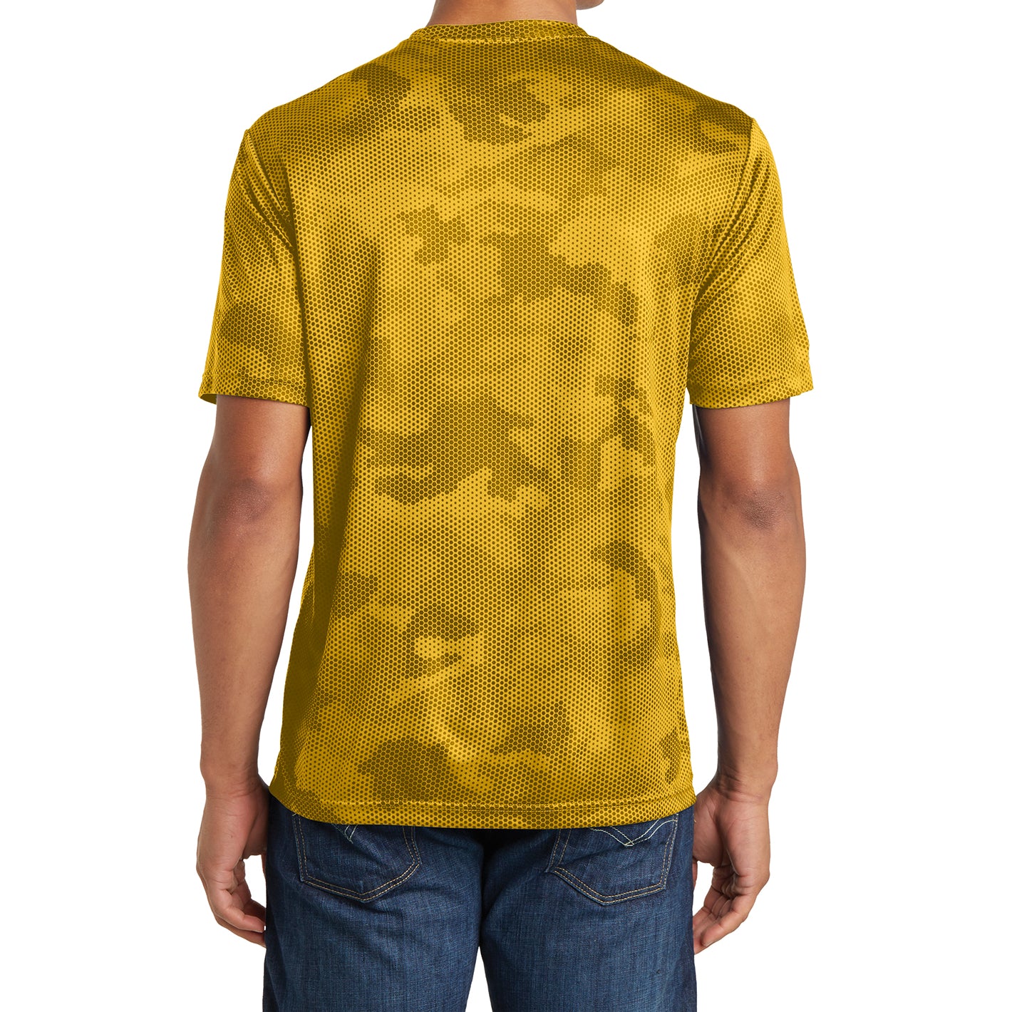 Moisture Wicking CamoHex Tee Shirt Gold Back