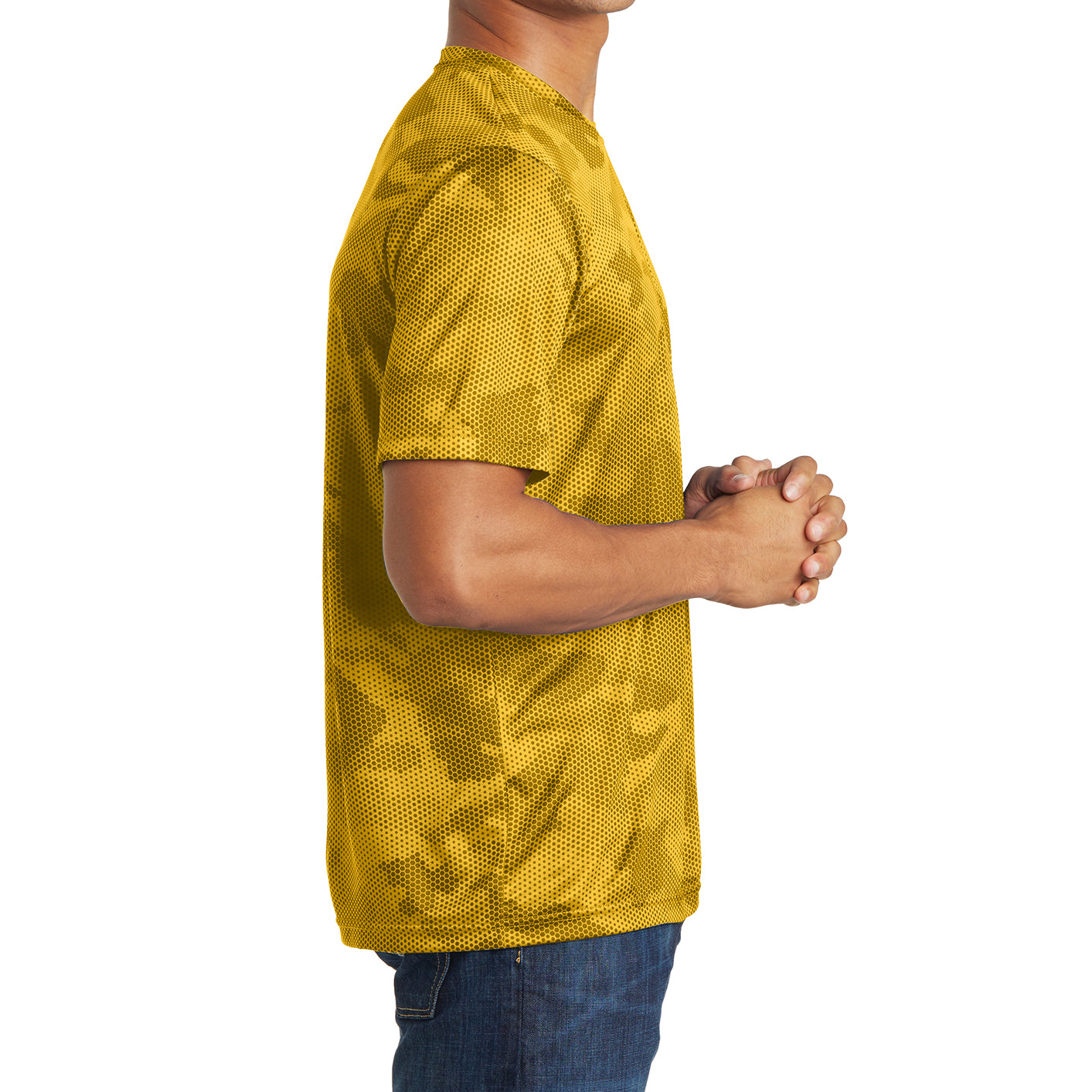 Moisture Wicking CamoHex Tee Shirt Gold Side