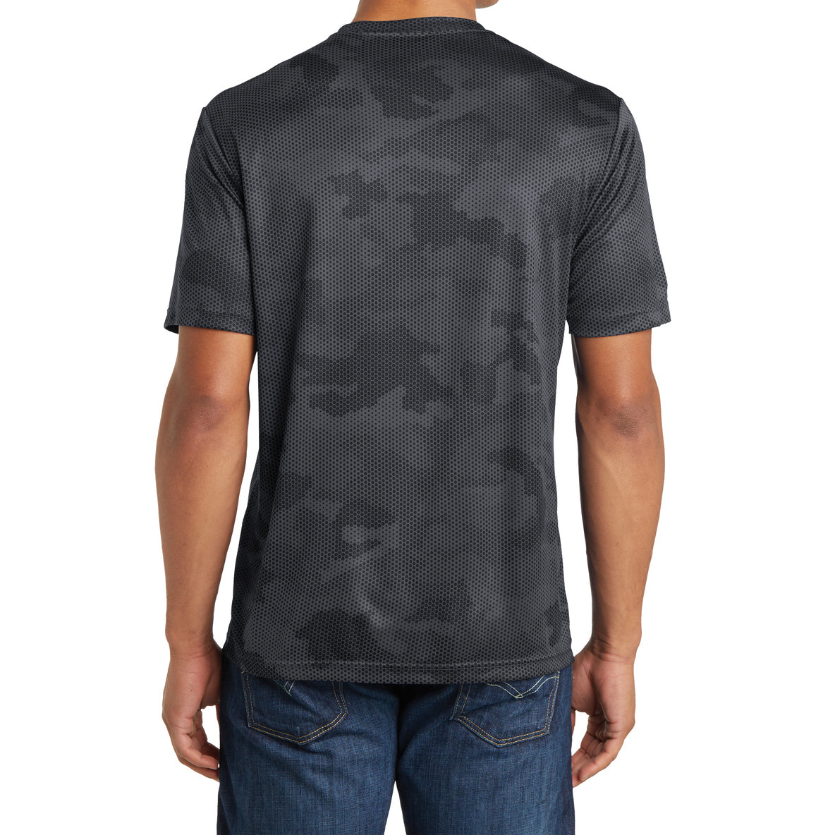 Moisture Wicking CamoHex Tee Shirt Iron Grey Back