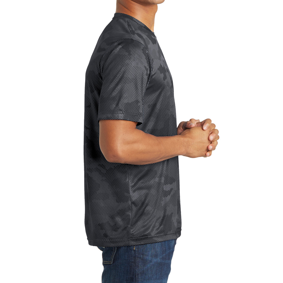 Moisture Wicking CamoHex Tee Shirt Iron Grey Side