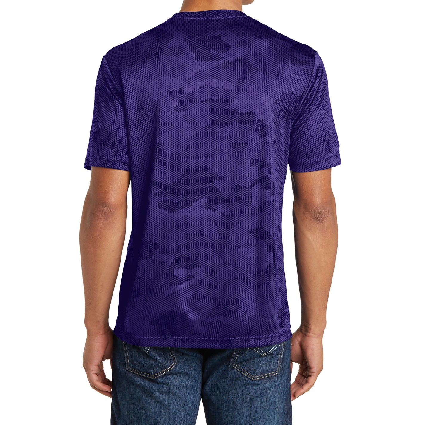 Moisture Wicking CamoHex Tee Shirt Purple Back