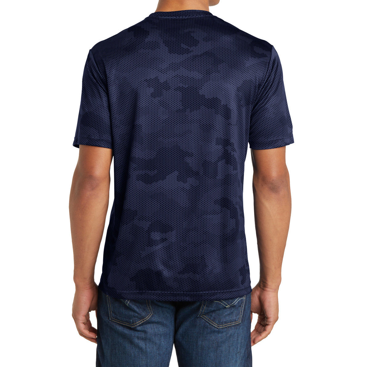 Moisture Wicking CamoHex Tee Shirt True Navy Back