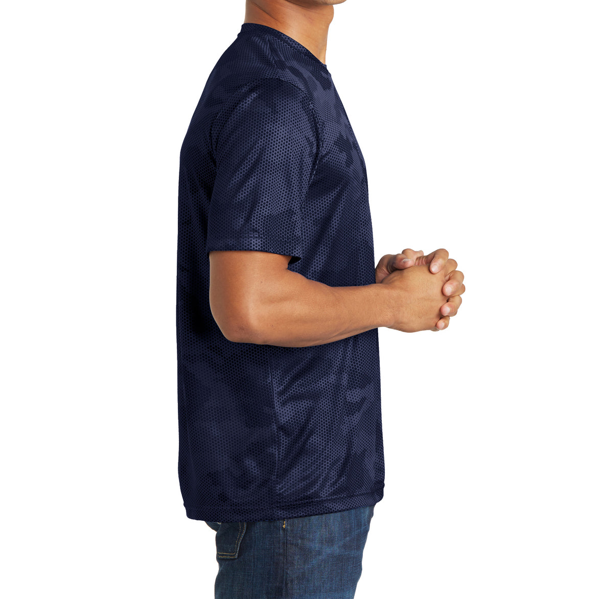 Moisture Wicking CamoHex Tee Shirt True Navy Side