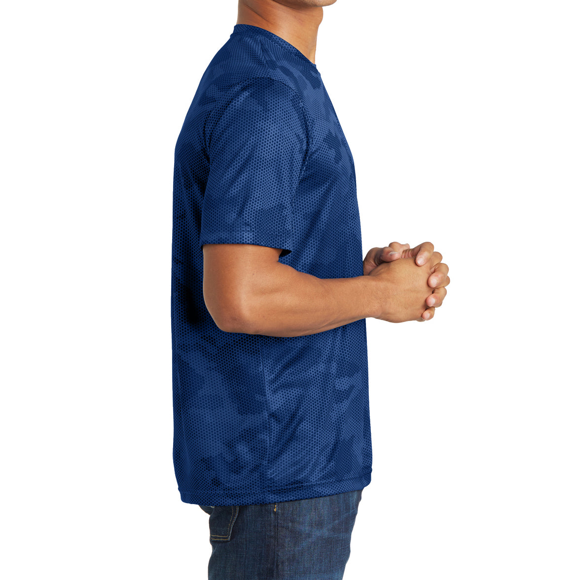 Moisture Wicking CamoHex Tee Shirt True Royal Side