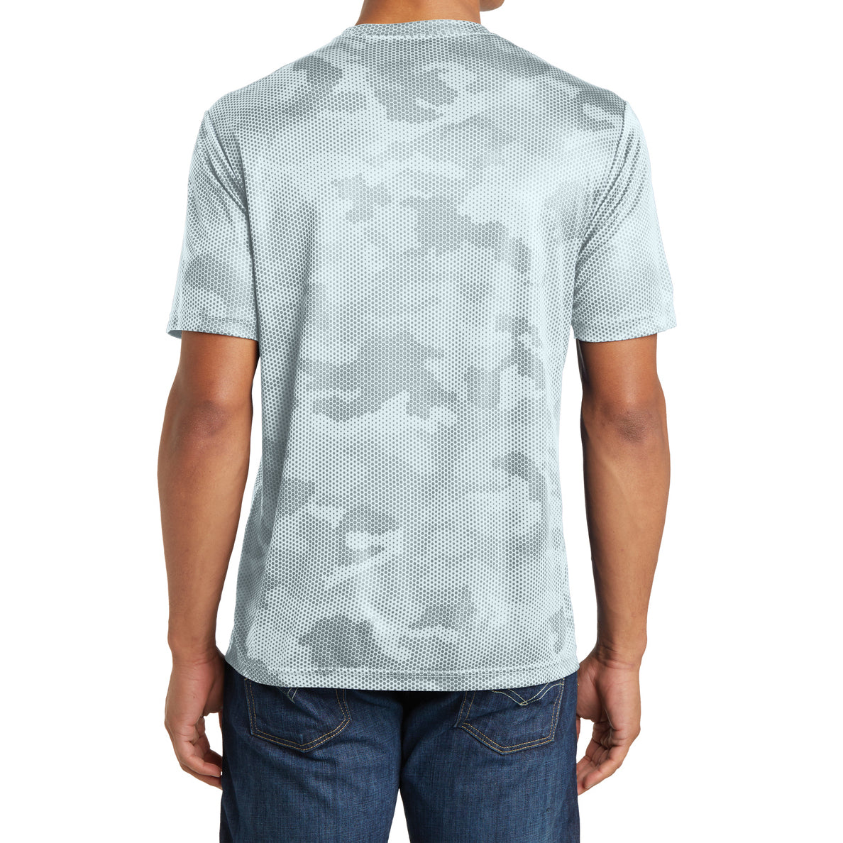 Moisture Wicking CamoHex Tee Shirt White Back