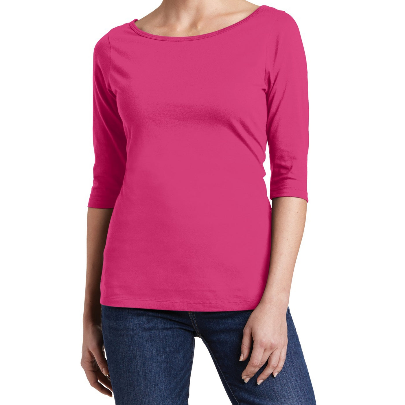 Women's Perfect Weight 3/4-Sleeve Tee - Dark Fuchsia