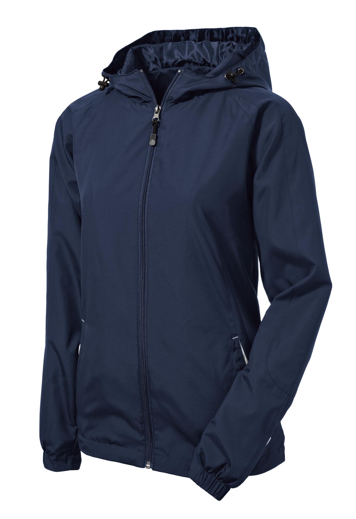 Mafoose Women's Colorblock Hooded Raglan Jacket True Navy/White-Front