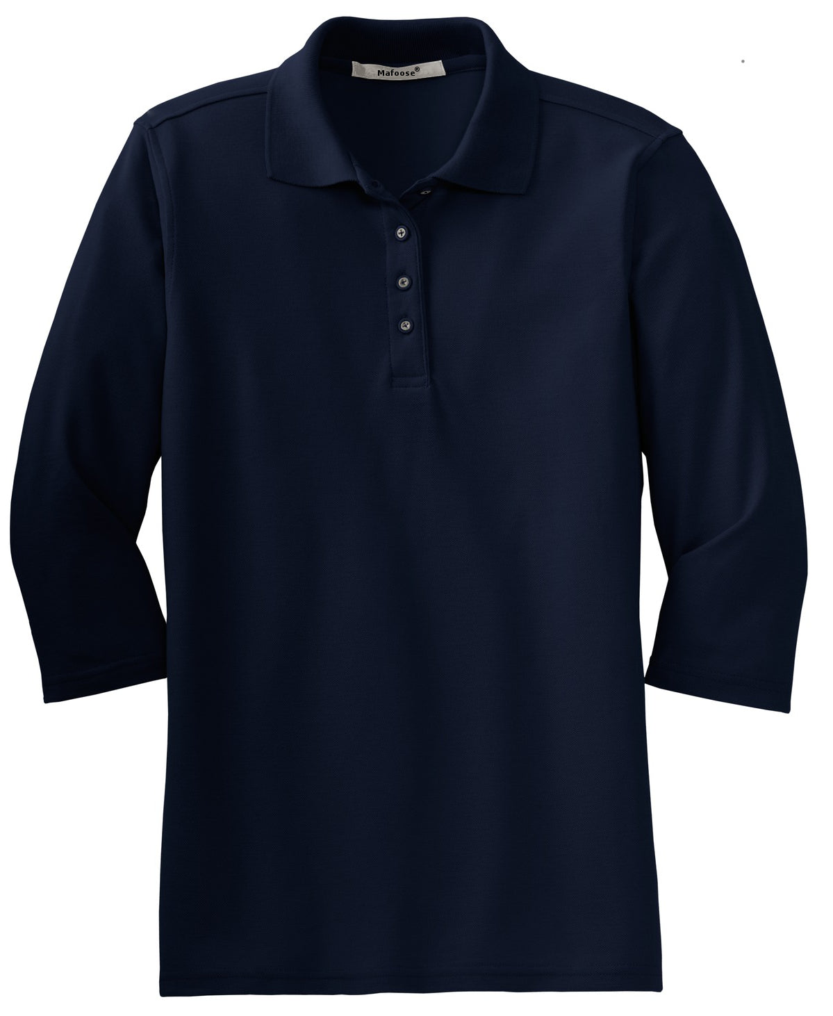 Mafoose Women's Soft Silk Touch 3/4-Sleeve Classic Polo Top Navy