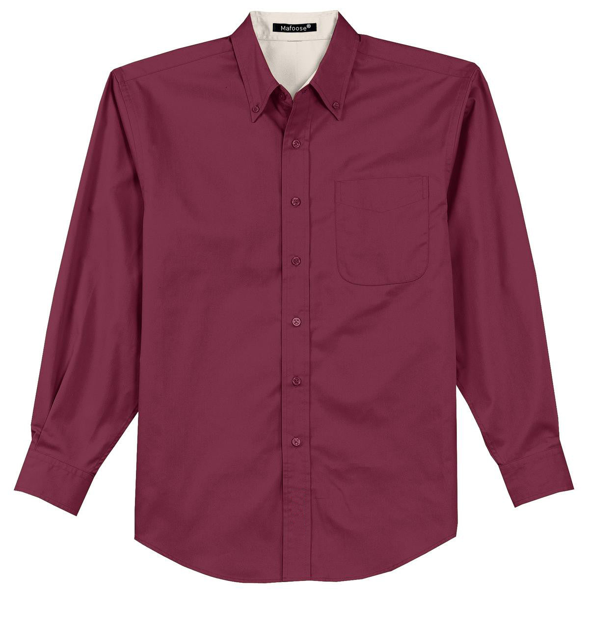 Mafoose Men's Tall Long Sleeve Easy Care Shirt Burgundy/ Light Stone-Front
