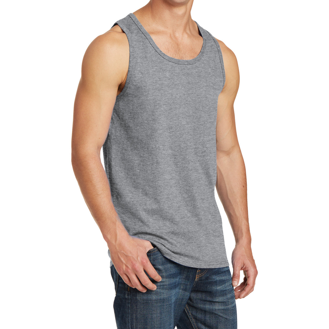 Men's Core Cotton Tank Top - Athletic Heather - Side
