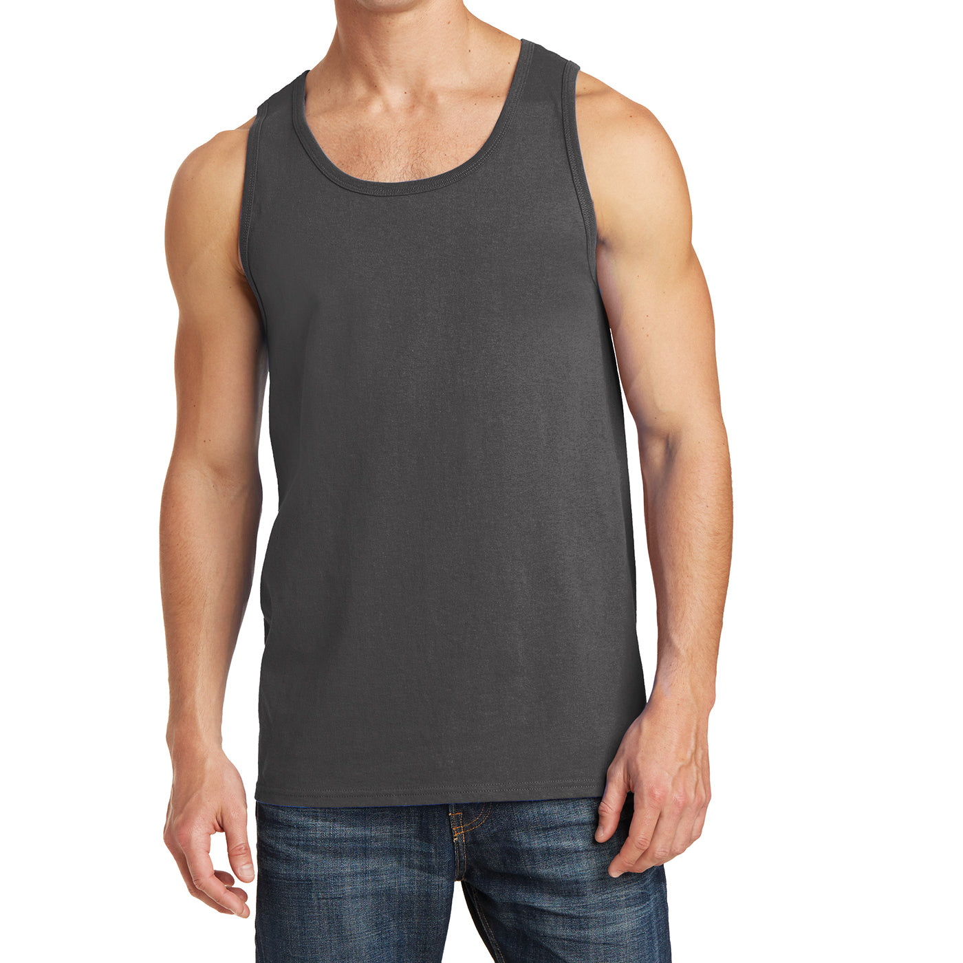 Men's Core Cotton Tank Top - Charcoal - Front