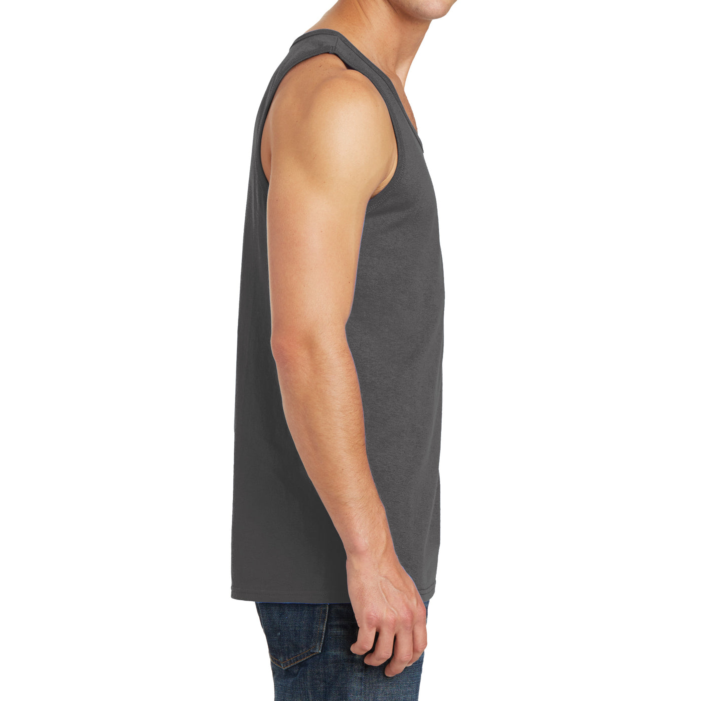 Men's Core Cotton Tank Top - Charcoal - Side