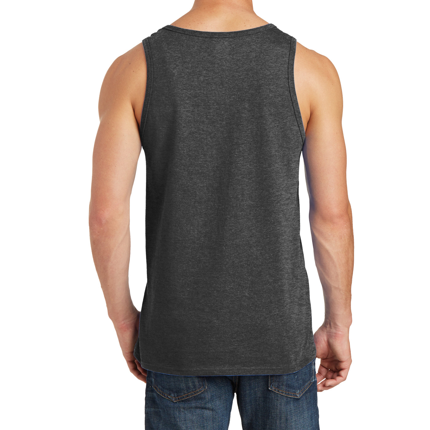 Men's Core Cotton Tank Top - Dark Heather Grey - Back