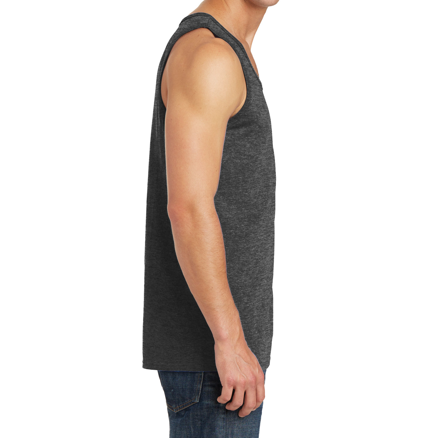 Men's Core Cotton Tank Top - Dark Heather Grey - Side