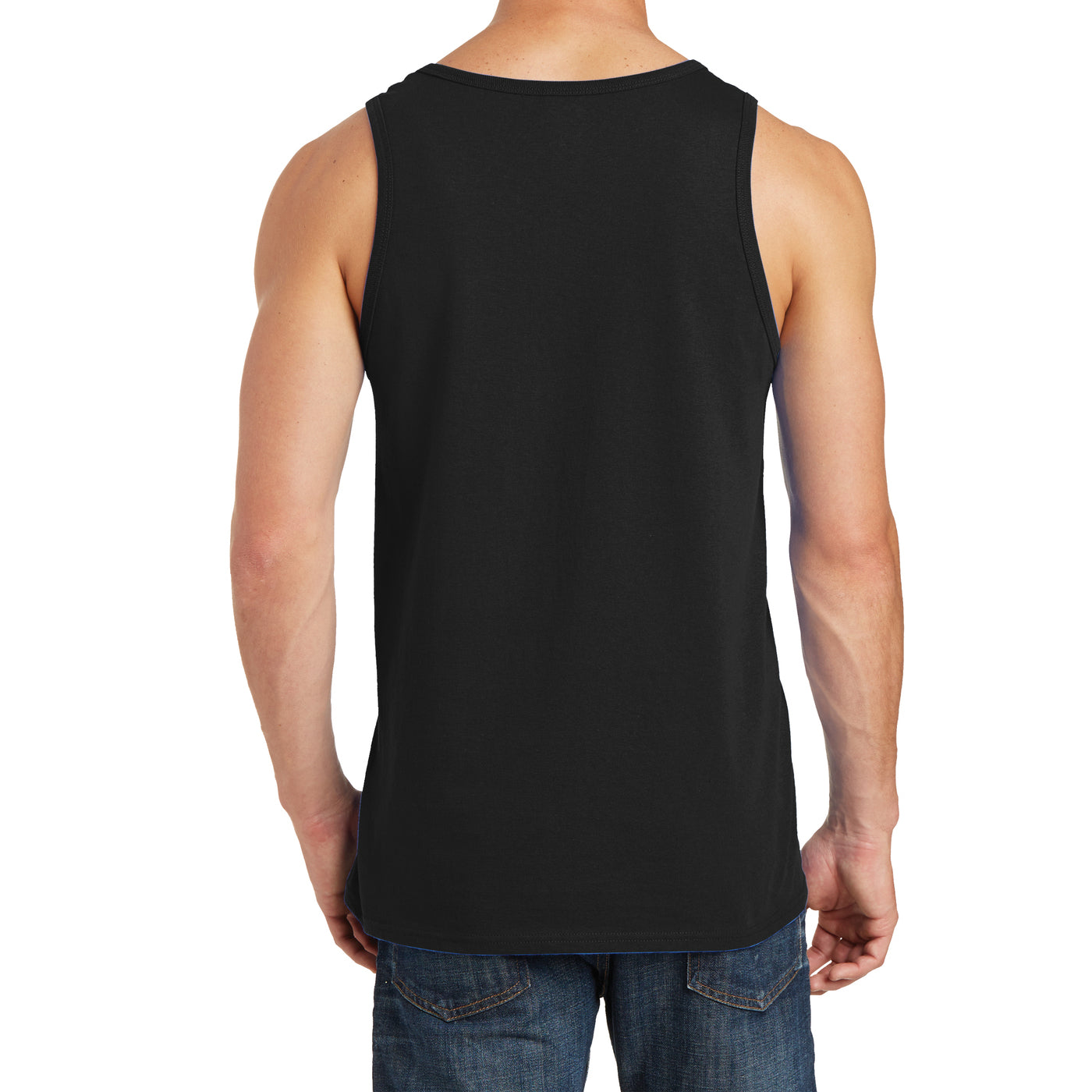 Men's Core Cotton Tank Top - Jet Black - Back