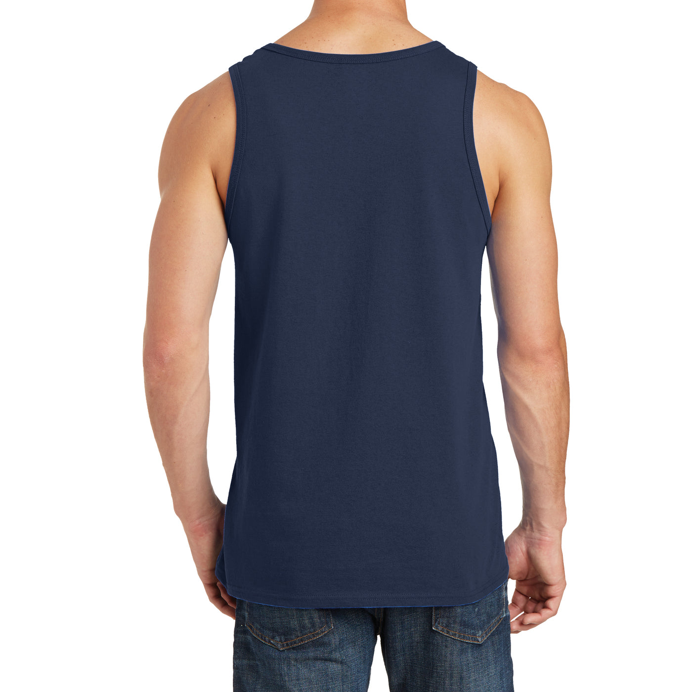 Men's Core Cotton Tank Top - Navy - Back