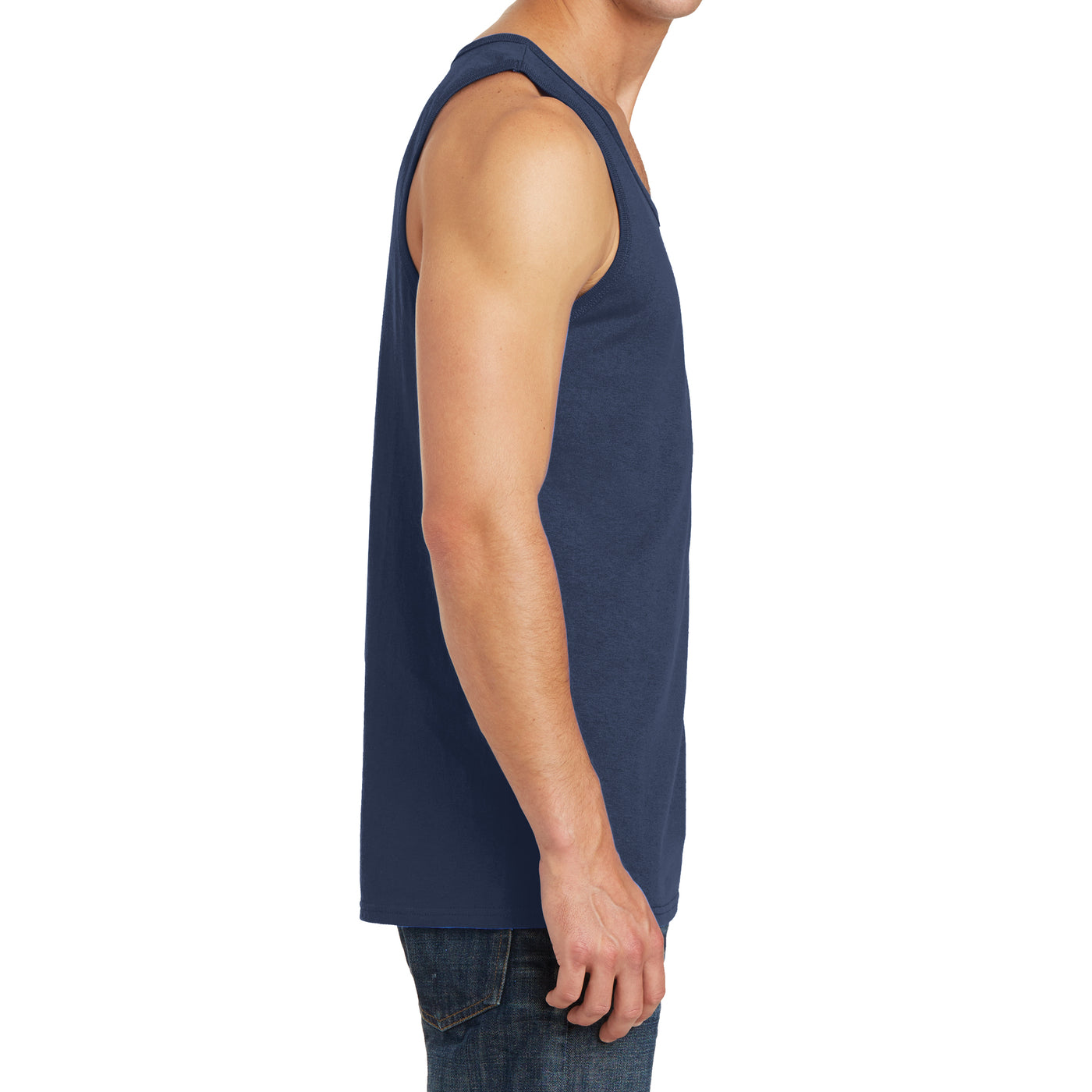 Men's Core Cotton Tank Top - Navy - Side