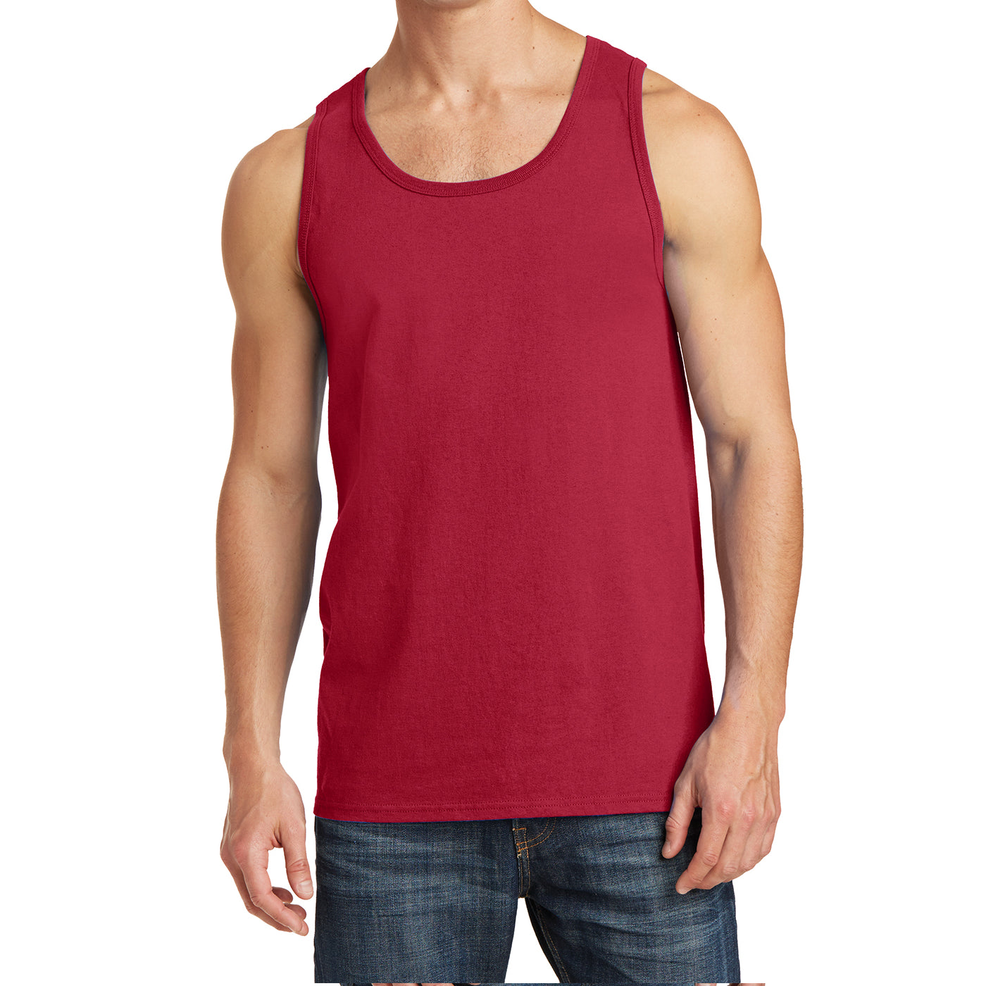 Men's Core Cotton Tank Top - Red - Front