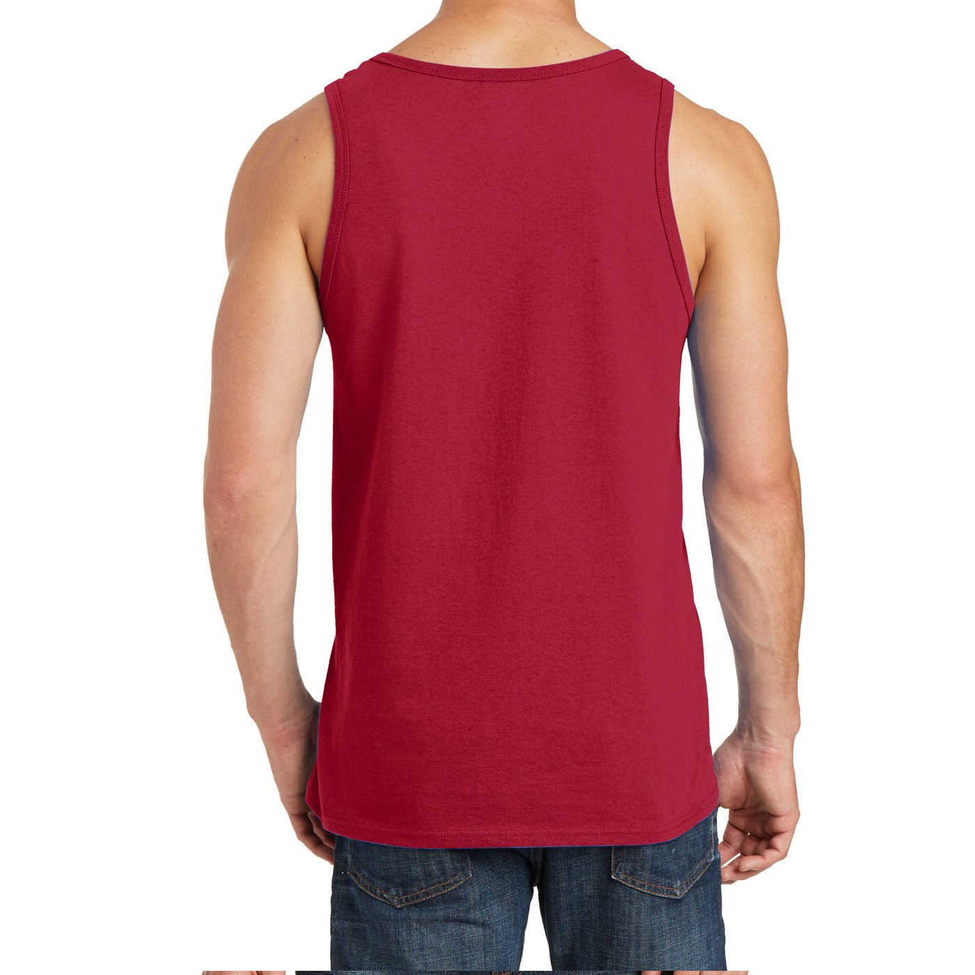 Men's Core Cotton Tank Top - Red - Back