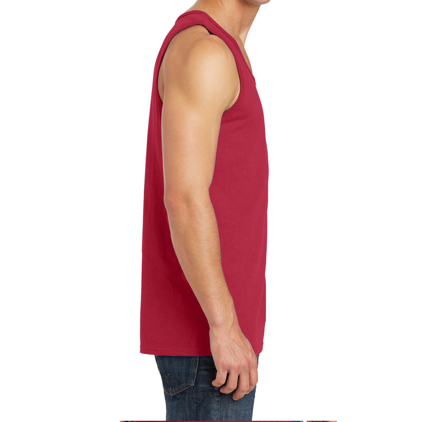 Men's Core Cotton Tank Top - Red - Side