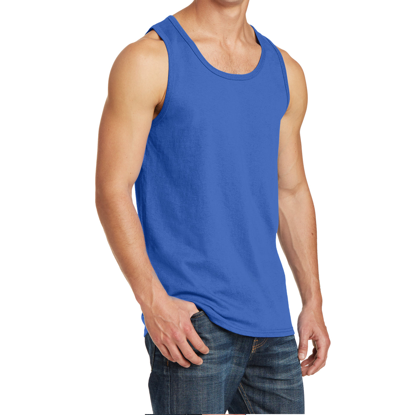 Men's Core Cotton Tank Top - Royal - Side