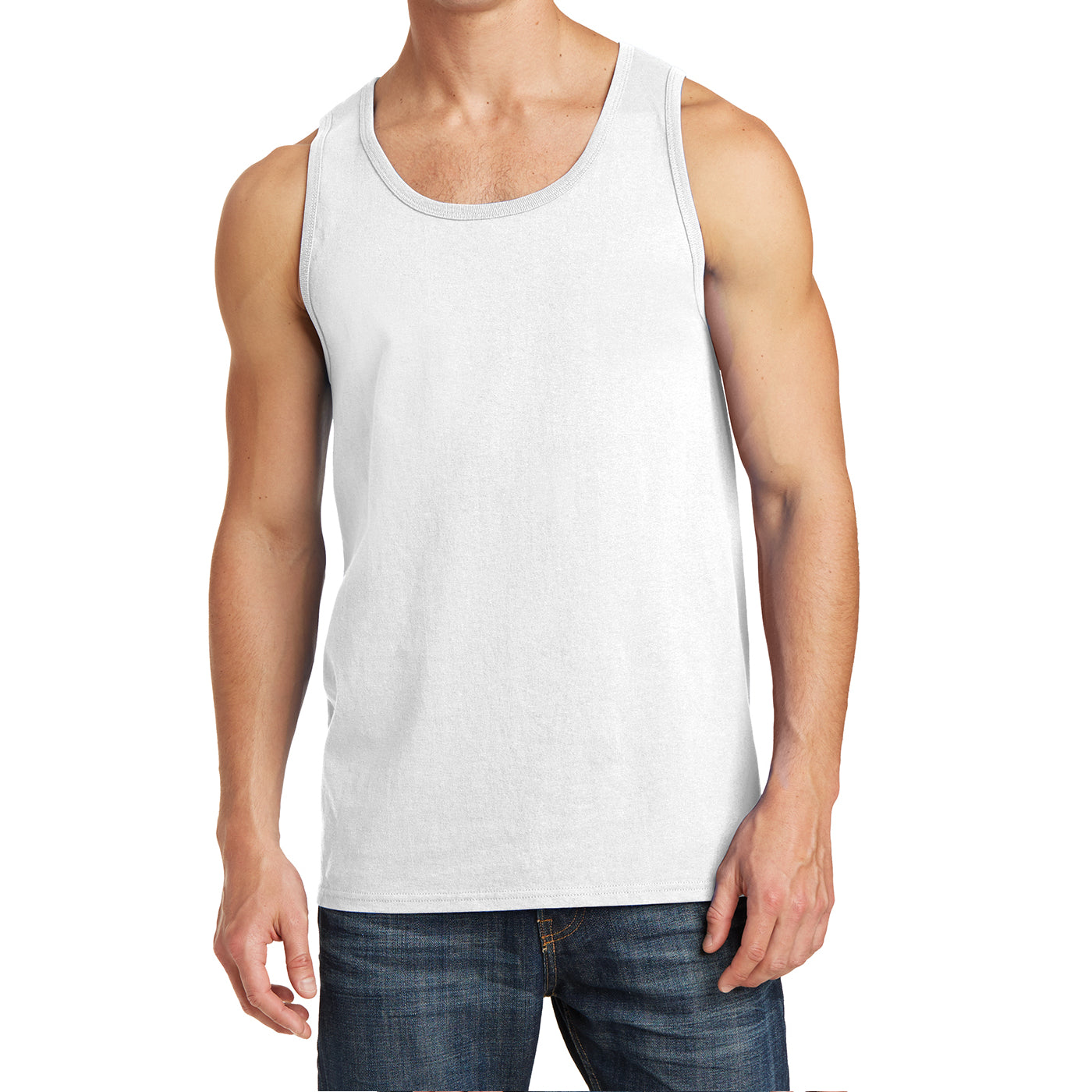 Men's Core Cotton Tank Top - White - Front