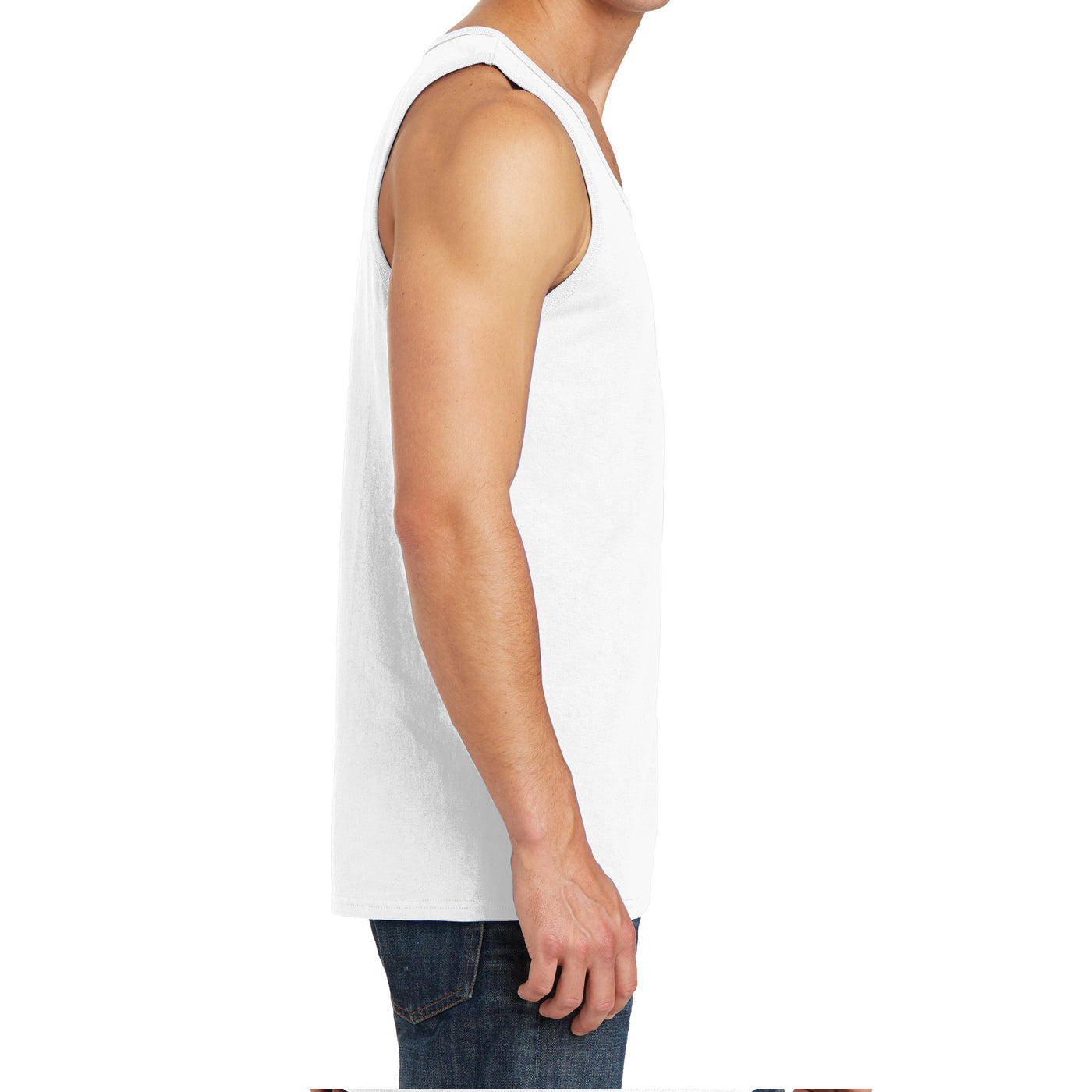 Men's Core Cotton Tank Top - White - Side