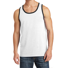 Men's Core Cotton Tank Top - White/ Jet Black - Front