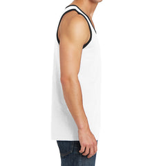 Men's Core Cotton Tank Top - White/ Jet Black - Side