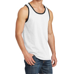 Men's Core Cotton Tank Top - White/ Jet Black - Side