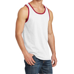 Men's Core Cotton Tank Top - White/ Red - Side