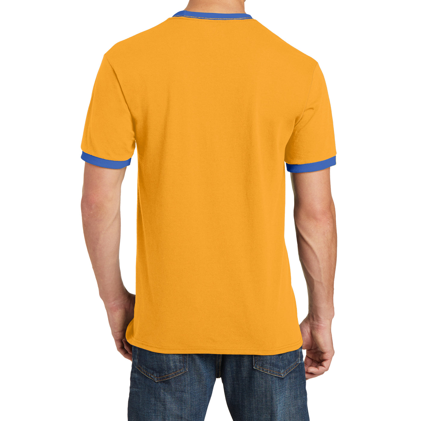 Men's Core Cotton Ringer Tee - Gold/Royal - Back