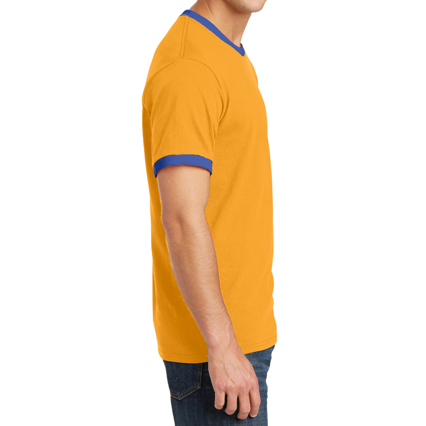 Men's Core Cotton Ringer Tee - Gold/Royal - Side