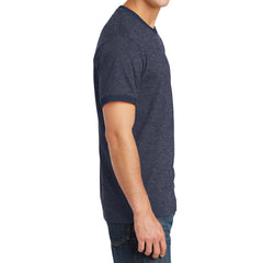Men's Core Cotton Ringer Tee - Heather Navy/Navy - Side