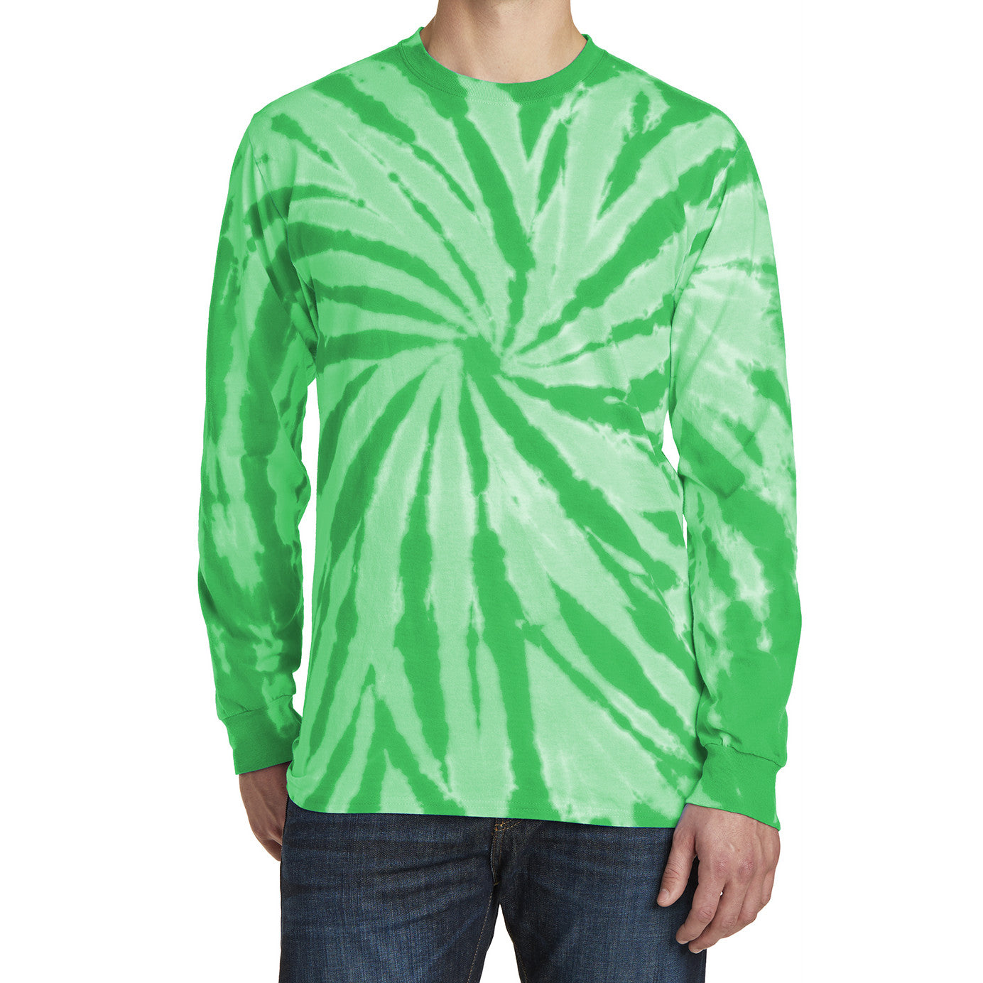 Men's Tie-Dye Long Sleeve Tee - Kelly - Front