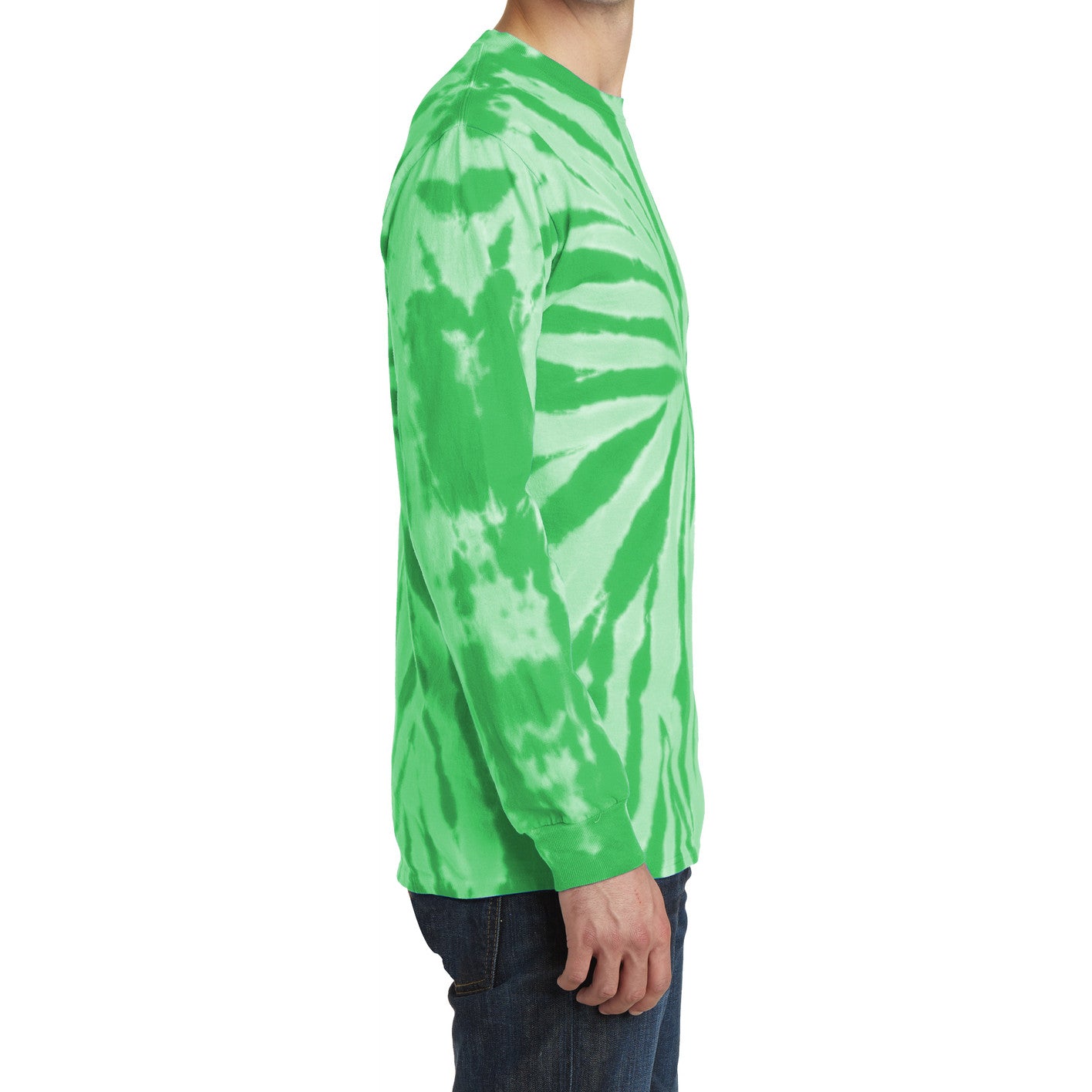 Men's Tie-Dye Long Sleeve Tee - Kelly - Side