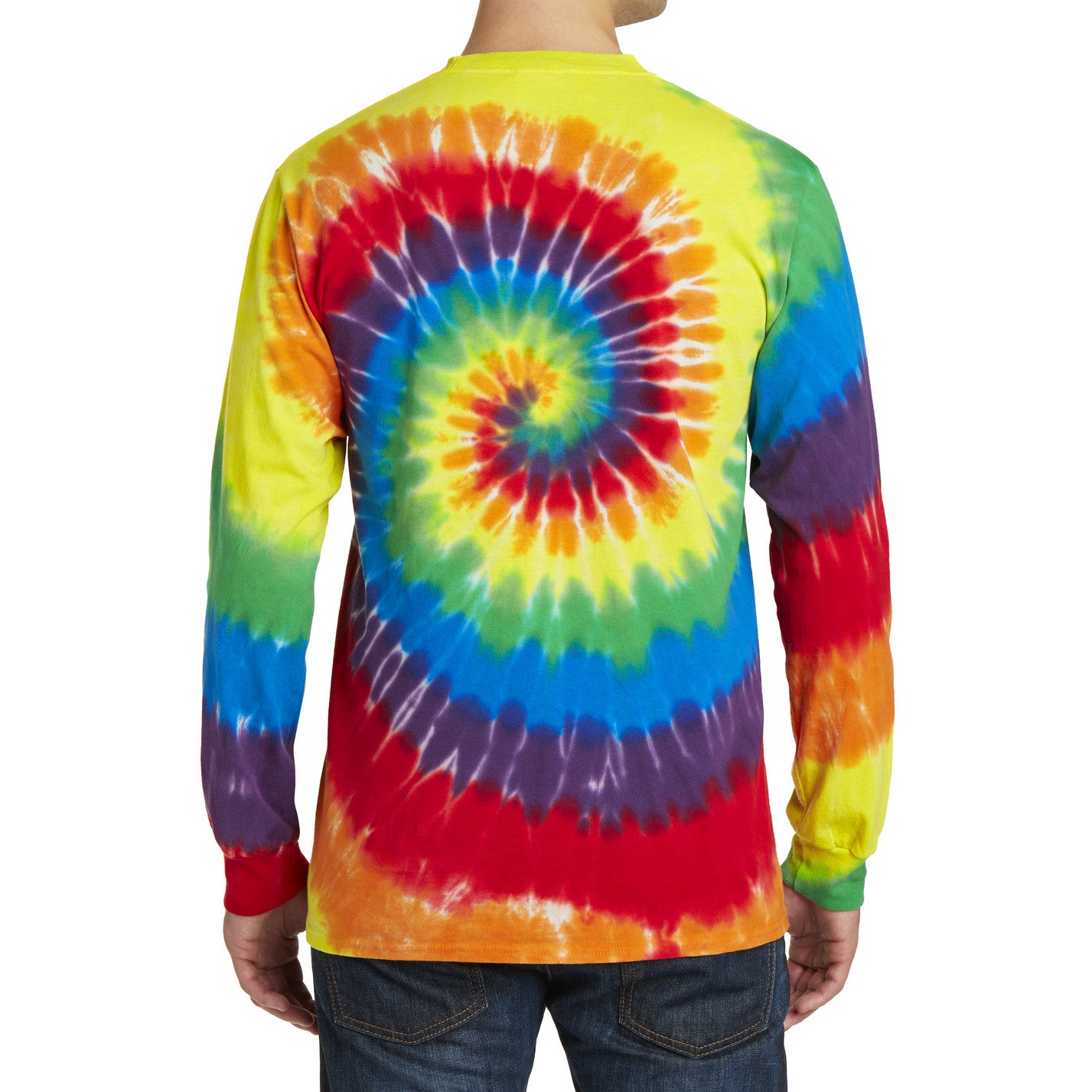 Men's Tie-Dye Long Sleeve Tee - Rainbow - Back