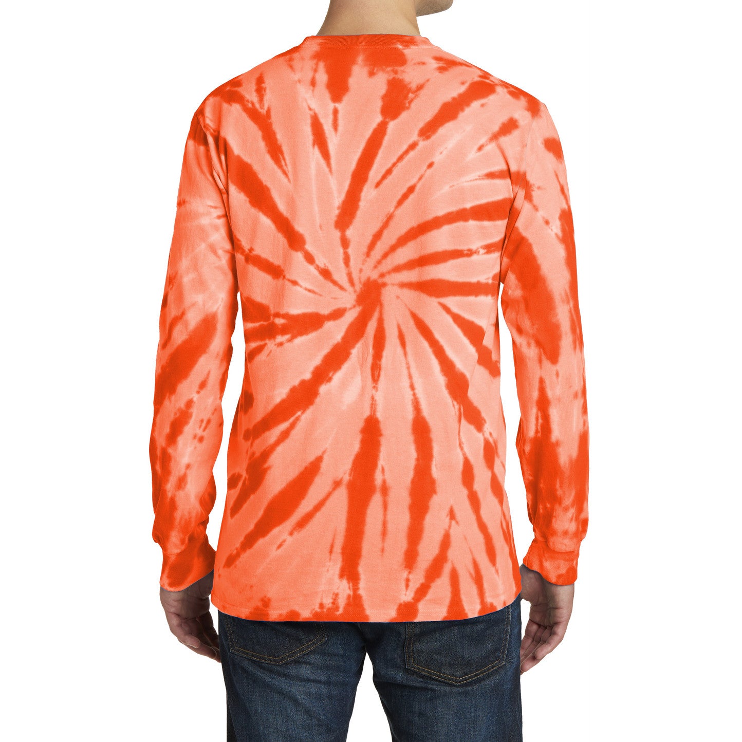 Men's Tie-Dye Long Sleeve Tee - Orange - Back