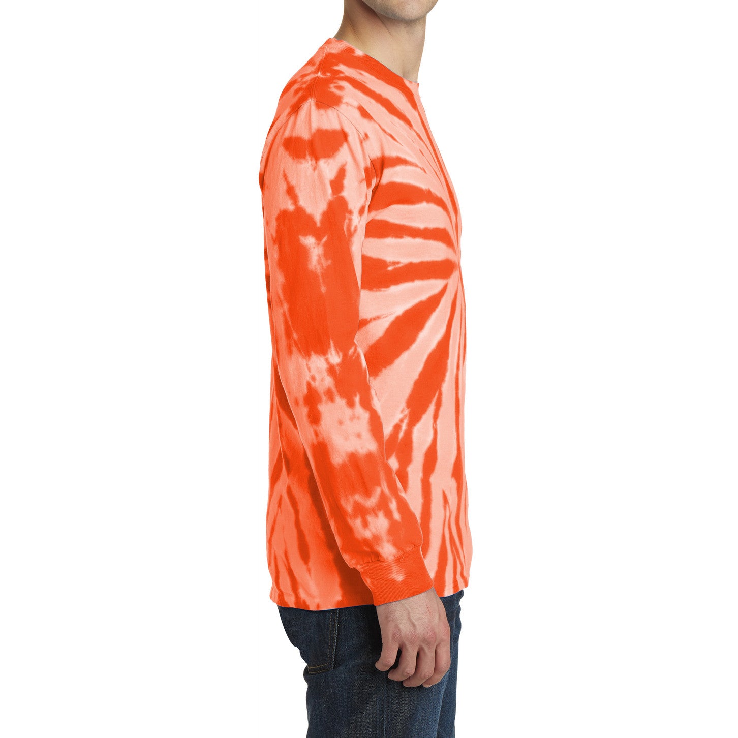Men's Tie-Dye Long Sleeve Tee - Orange - Side